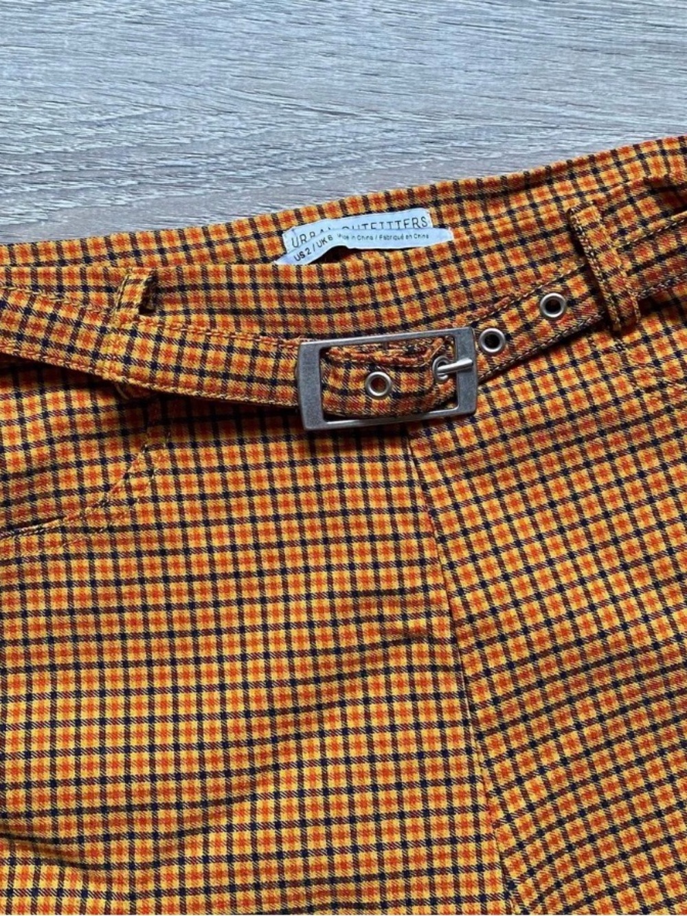 Urban Outfitters Orange and Black Plaid Women’s Legging Trousers with Belt